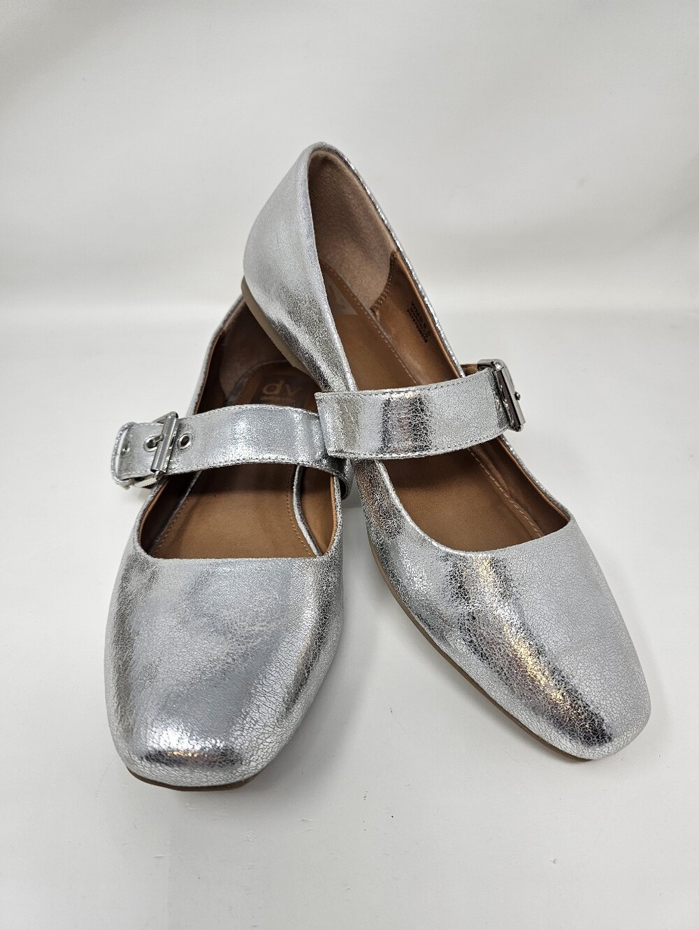 DV by Dolce Vita Metallic Silver Marcello Mary Jane Flats Size 8.5
